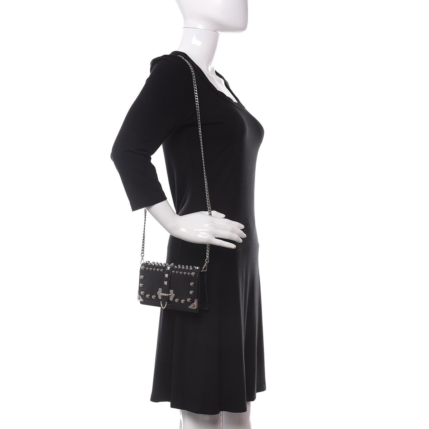 City Calfskin Cahier Studded Mini Bag Black
