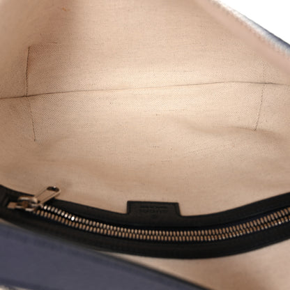 Gucci GG Supreme Monogram Textured Dollar Calfskin Web Small Ophidia Half Moon Hobo Beige Blue 5 of 10