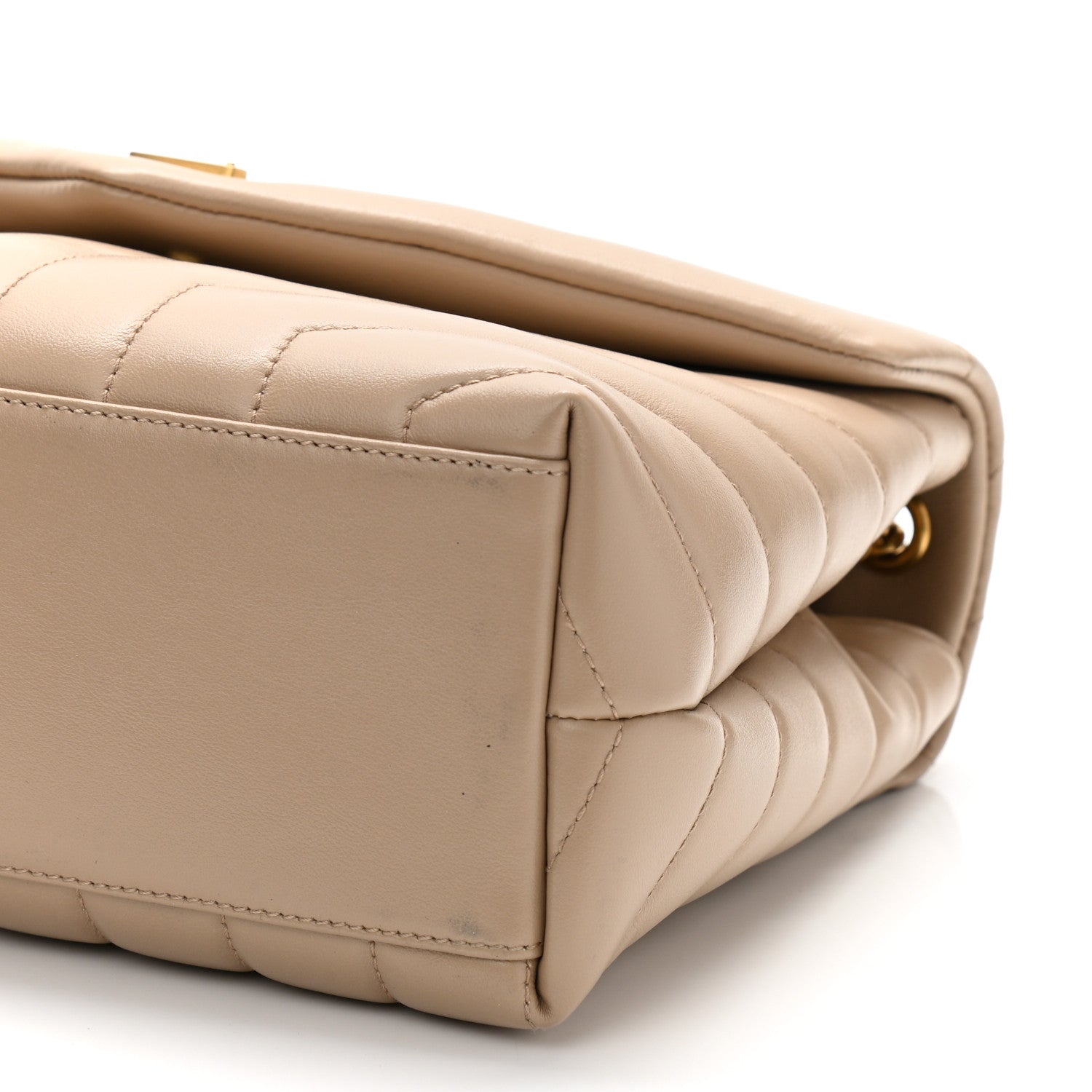Saint Laurent Calfskin Y Quilted Monogram Small Loulou Chain Satchel Dark Beige 11 of 11