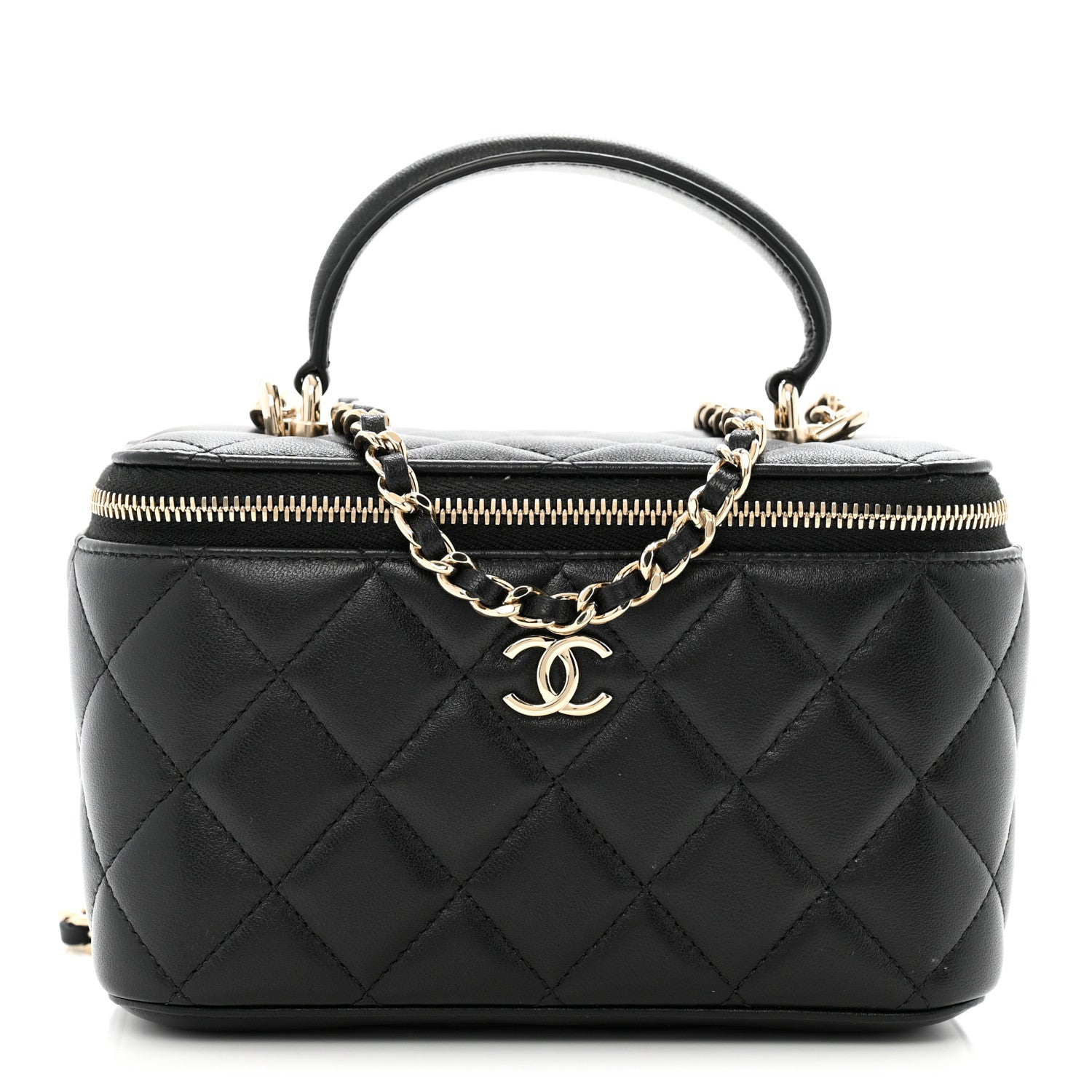 Chanel Lambskin Quilted Small Top Handle Vanity Case With Chain Black 1 of 11
