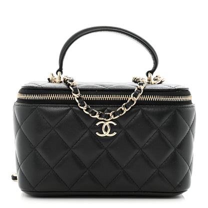Chanel Lambskin Quilted Small Top Handle Vanity Case With Chain Black 1 of 11