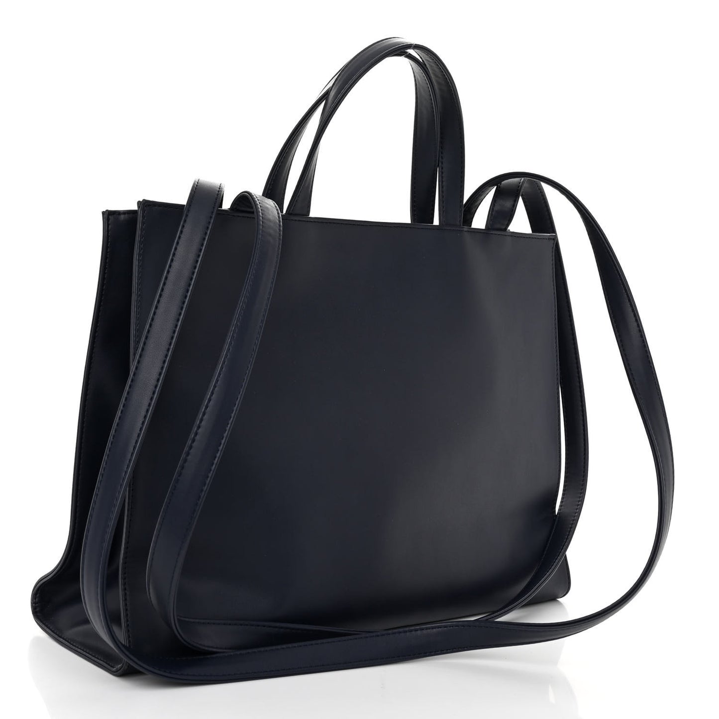 Vegan Leather Medium Shopping Bag Navy