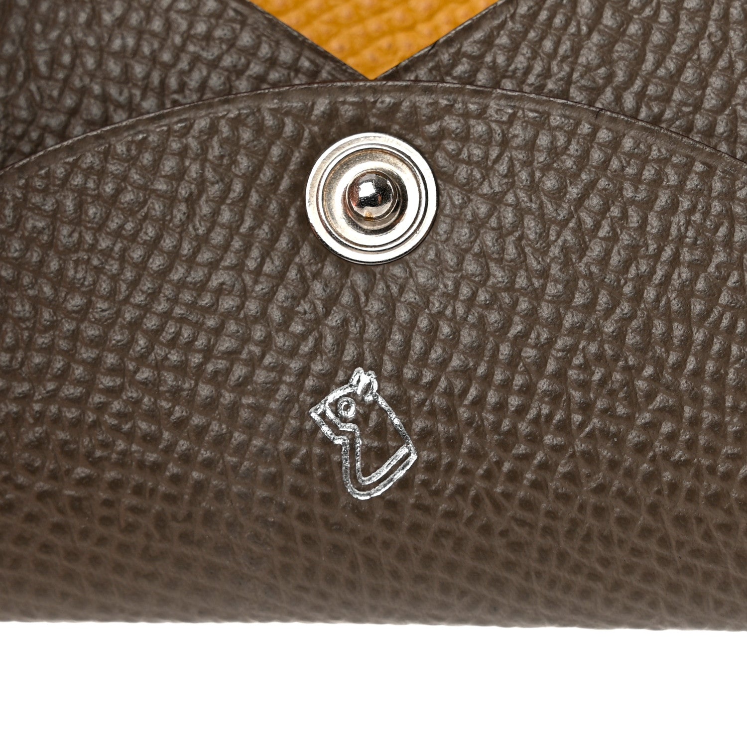 Hermes Epsom Horseshoe Calvi Card Case Etain Jaune Ambre 7 of 8