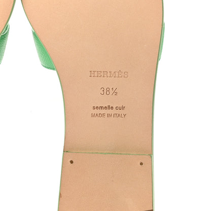 Hermes Epsom Oran Sandals 38.5 Vert Pomme 6 of 9