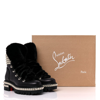 Christian Louboutin Calfskin Studded Shearling Yeti Donna Boots 36 Black 9 of 9