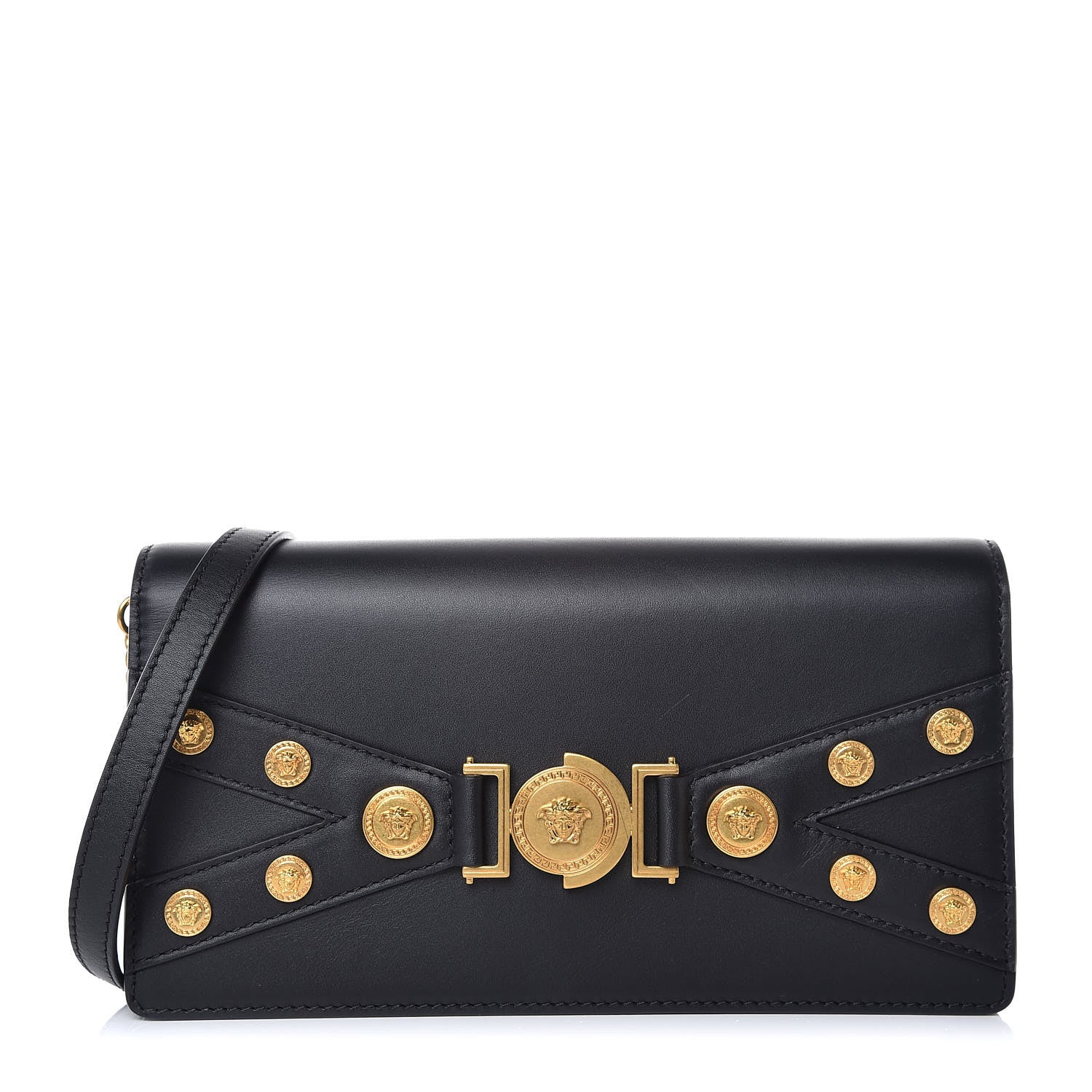 Versace Calfskin Medallion Tribute Crossbody Black 1 of 7