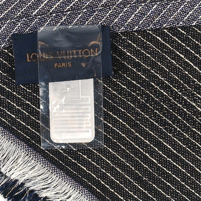 Louis Vuitton Wool Silk Monogram Denim Triangle Shawl Blue 3 of 3