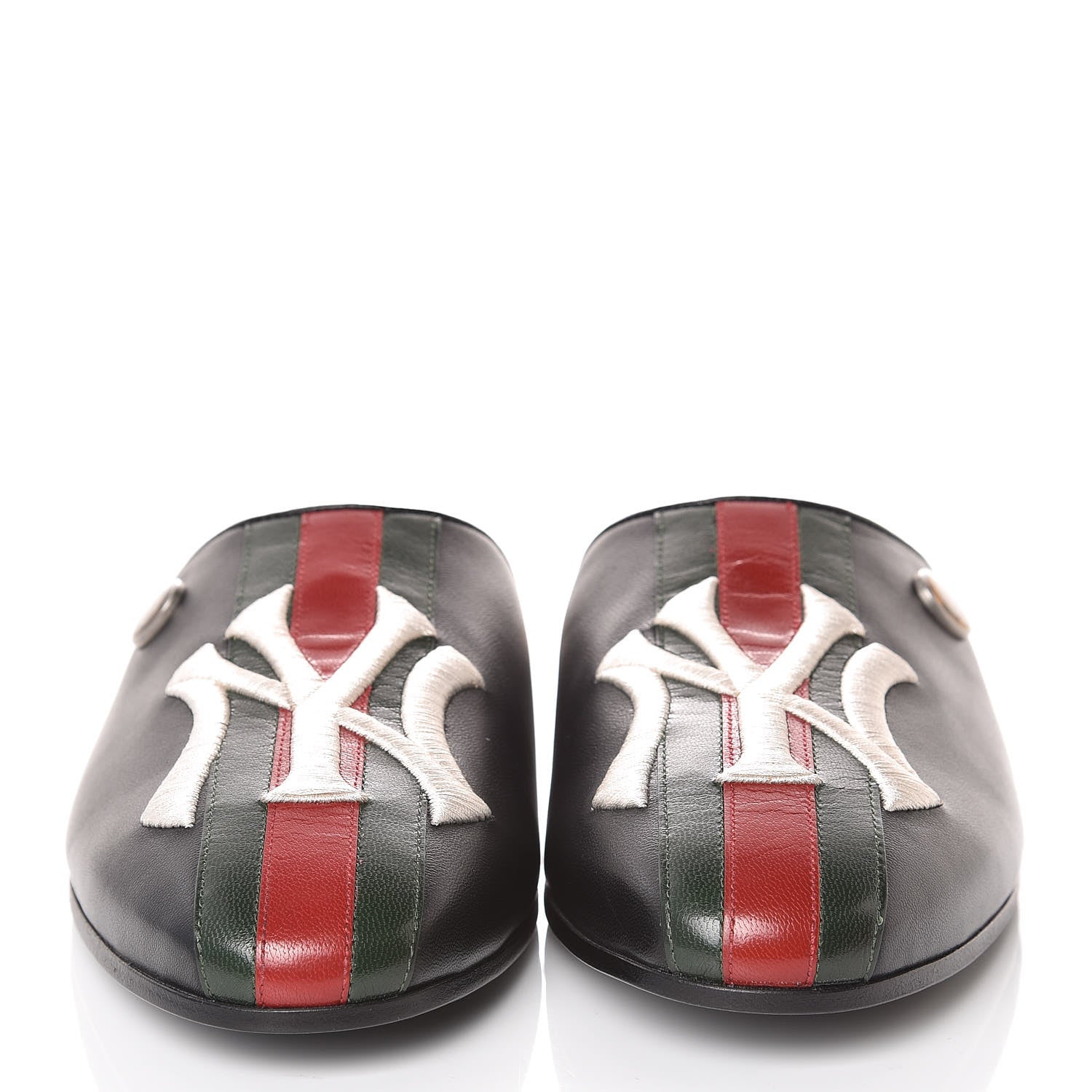 Gucci X MLB Lambskin NY Yankees Embroidered Womens GG Slippers 41 Black 2 of 9