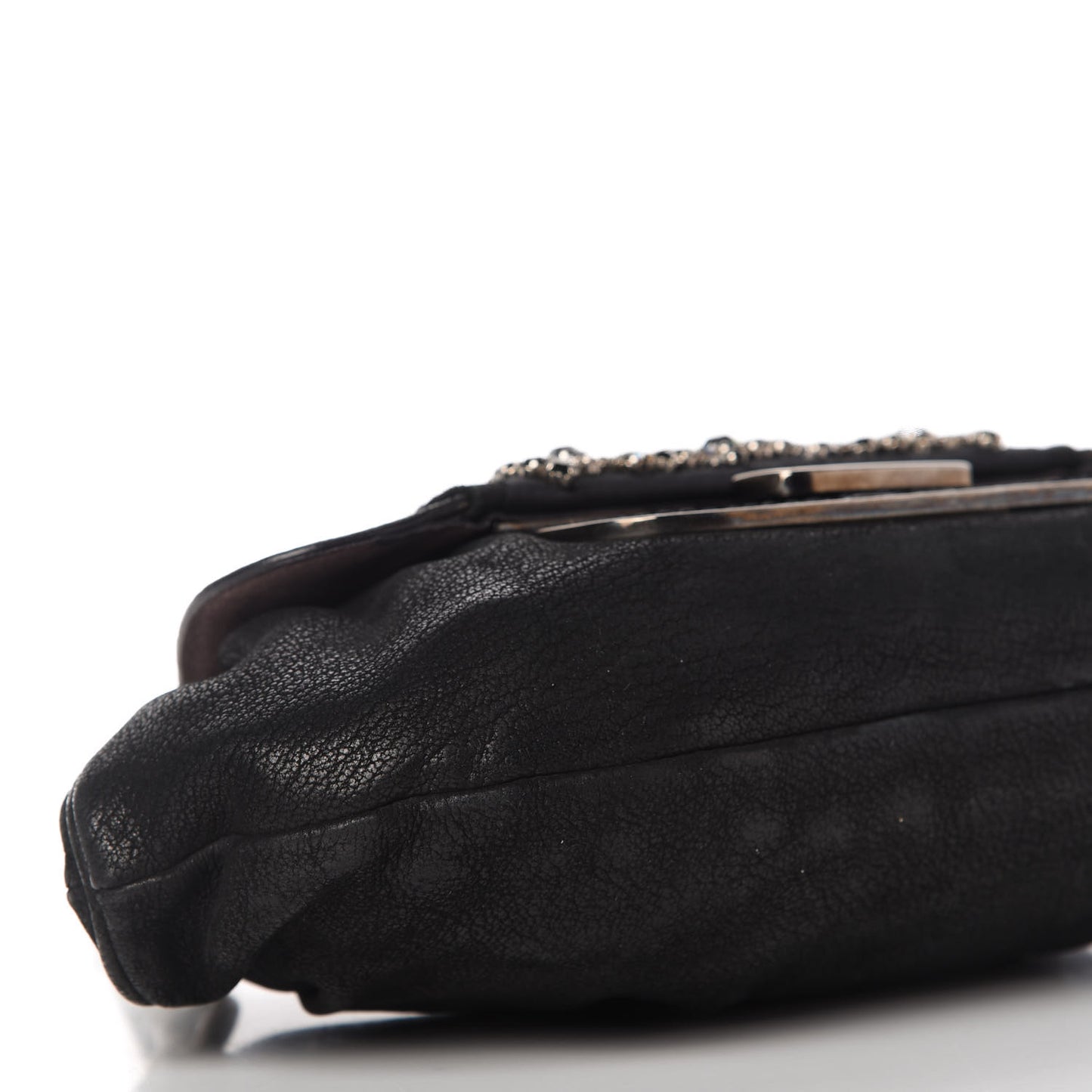 Camosciato Crocodile Crystal Shoulder Bag Black