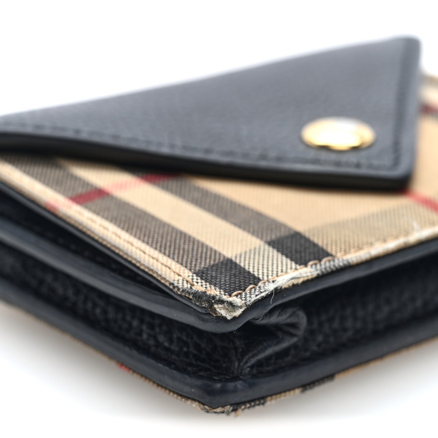 Burberry Grainy Calfskin Vintage Check Jade Card Case On Chain Black 8 of 10