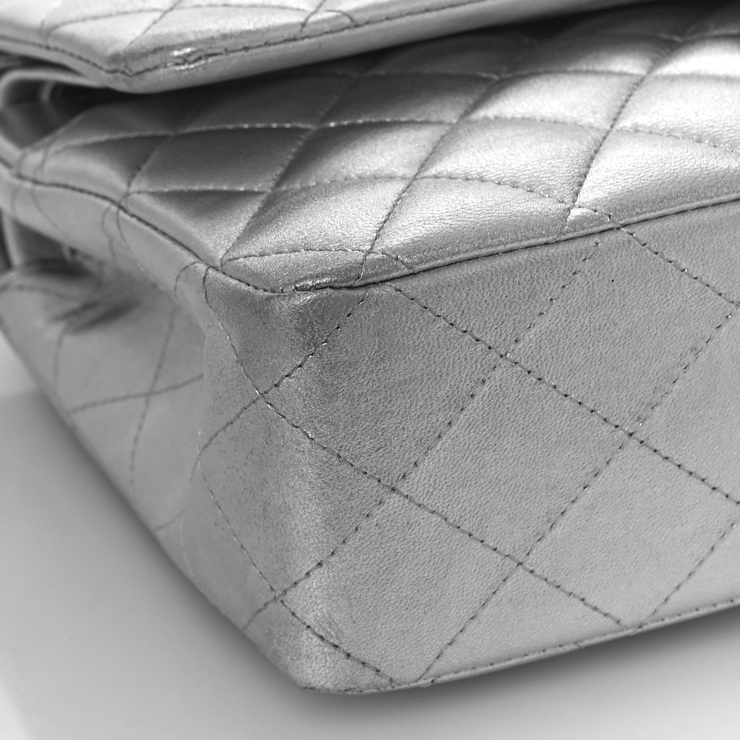 Chanel Metallic Lambskin Quilted Medium Double Flap Silver 8 of 12