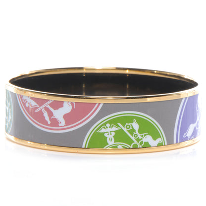 Hermes Enamel Printed Ex Libris Wide Bracelet 65 3 of 6