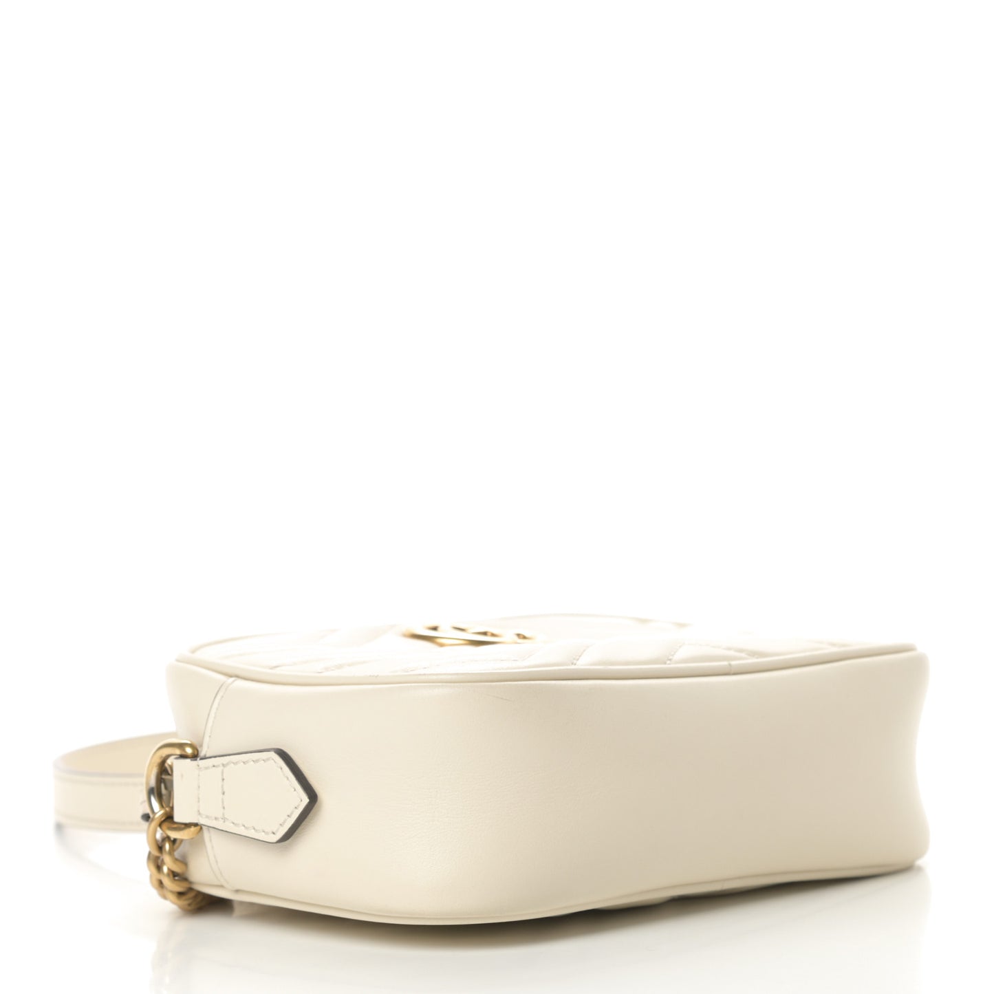 Calfskin Matelasse Mini GG Marmont Chain Shoulder Bag White