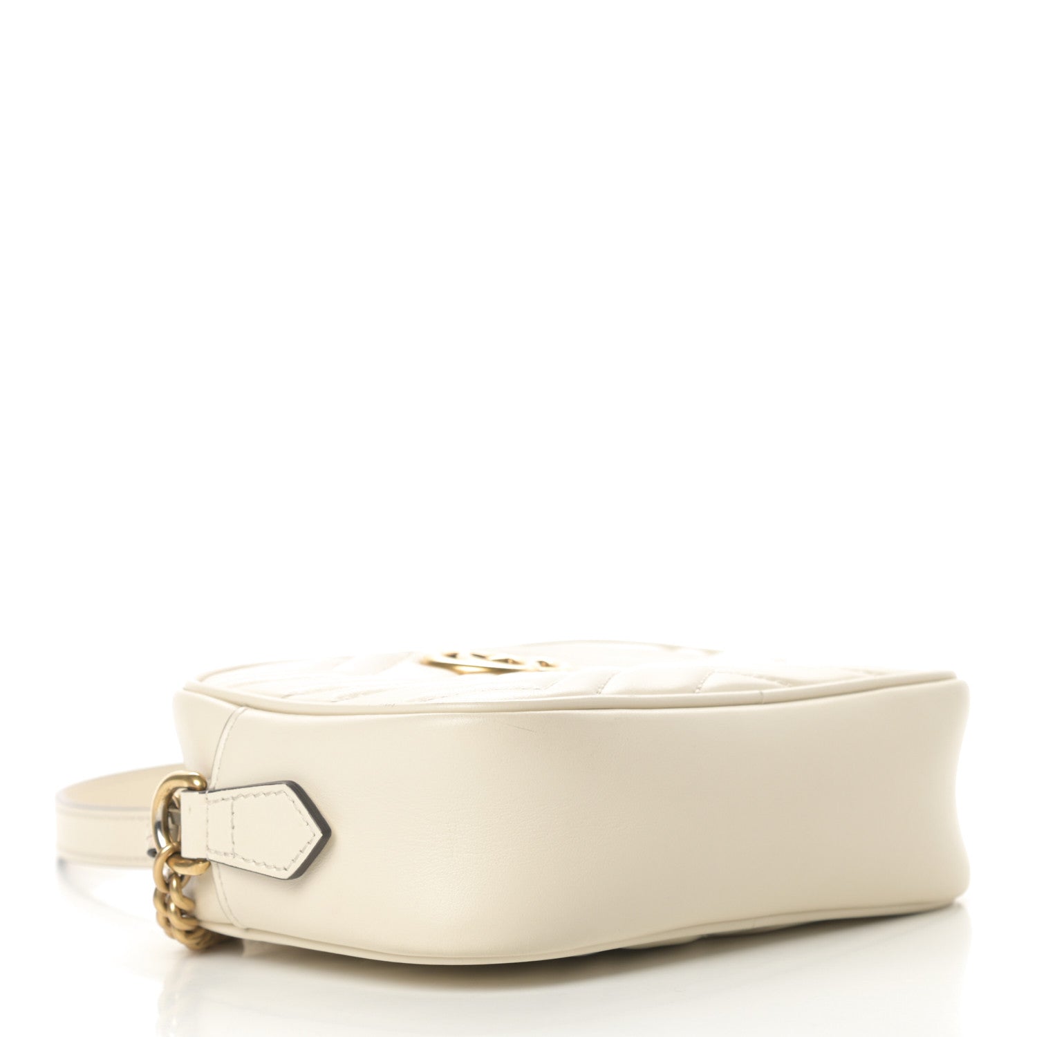 Gucci Calfskin Matelasse Mini GG Marmont Chain Shoulder Bag White 4 of 14