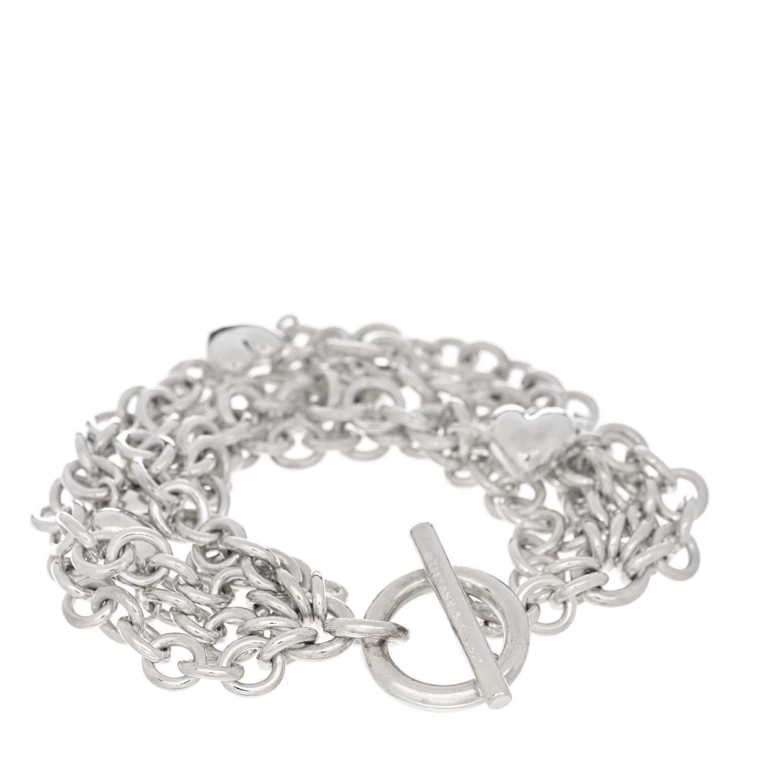 Tiffany Sterling Silver Multi Strand Puff Heart Bracelet 2 of 3