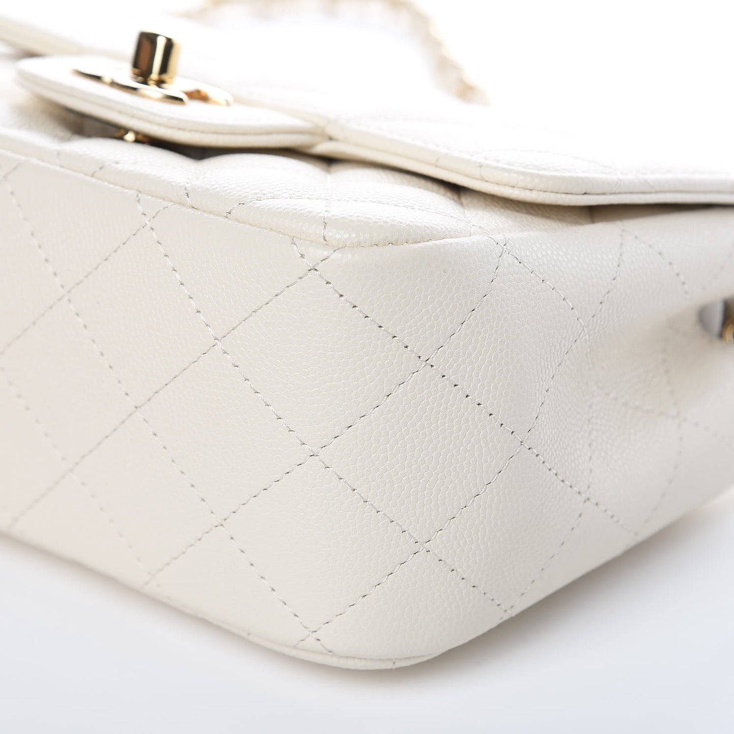 Caviar Quilted Mini Square Flap White