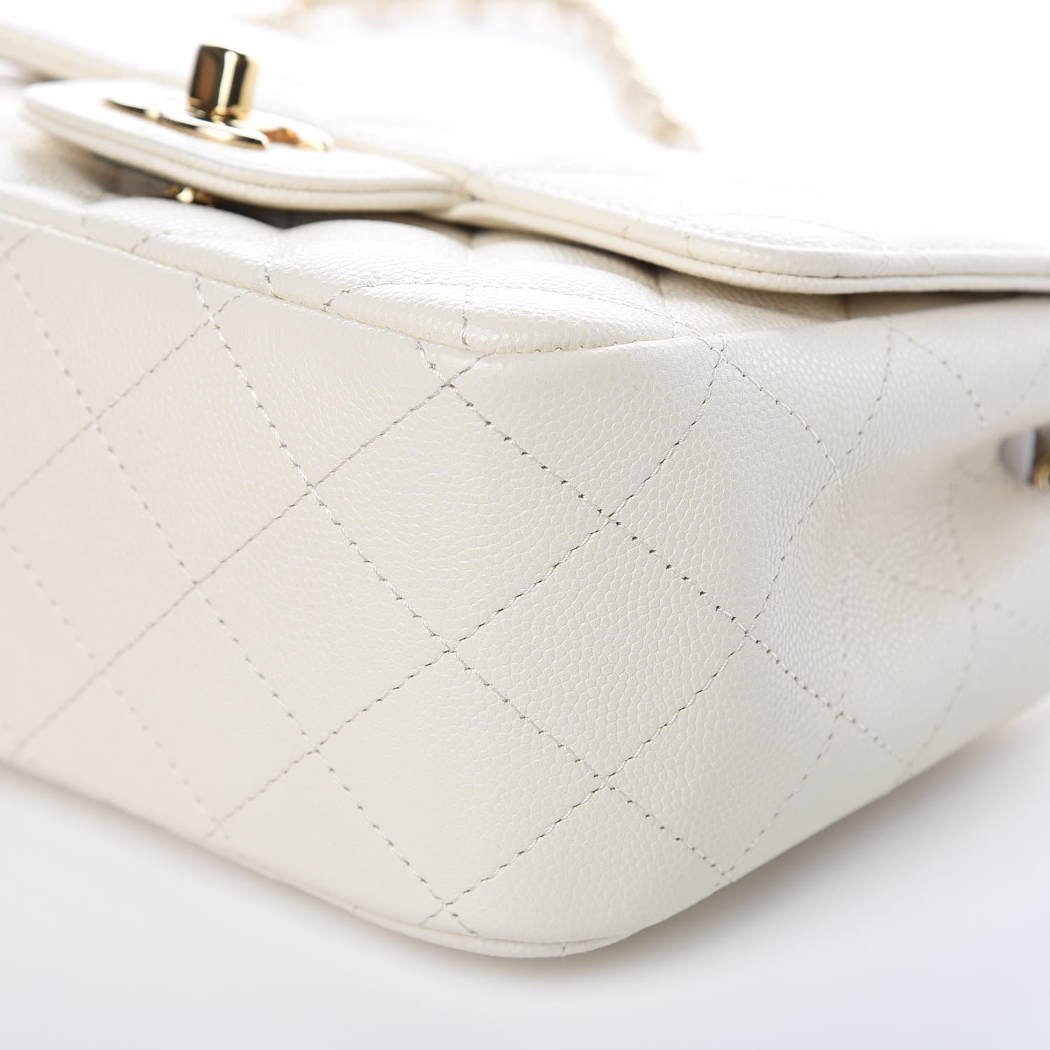 Chanel Caviar Quilted Mini Square Flap White 9 of 11