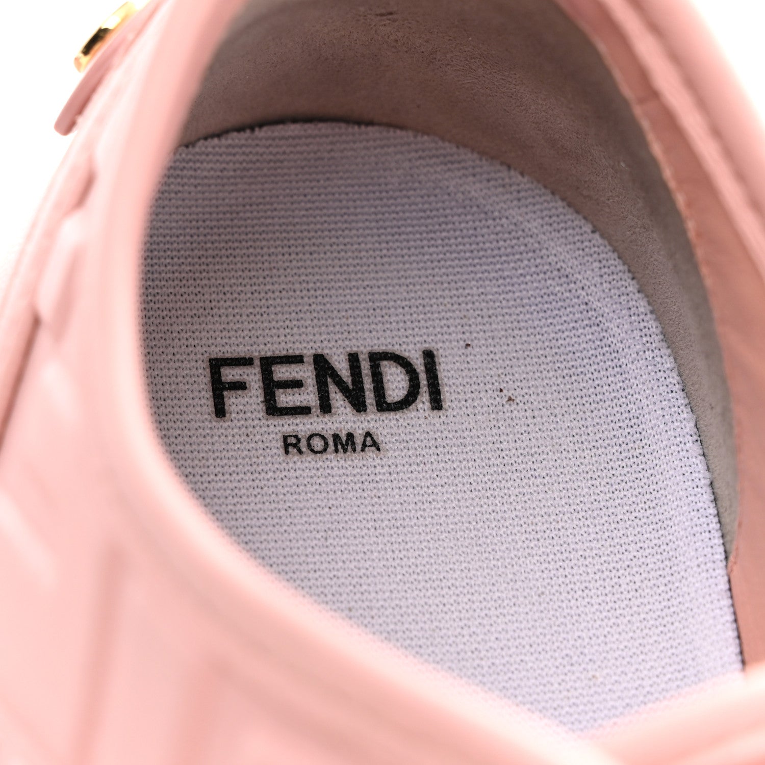 Fendi Lambksin FF Embossed Rise Low Top Sneakers 37 Nude Blush 8 of 11