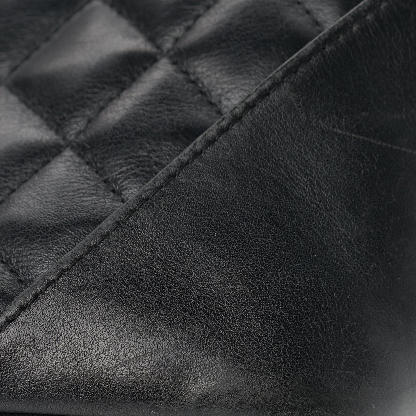 Calfskin Quilted Large Cambon Tote Black White