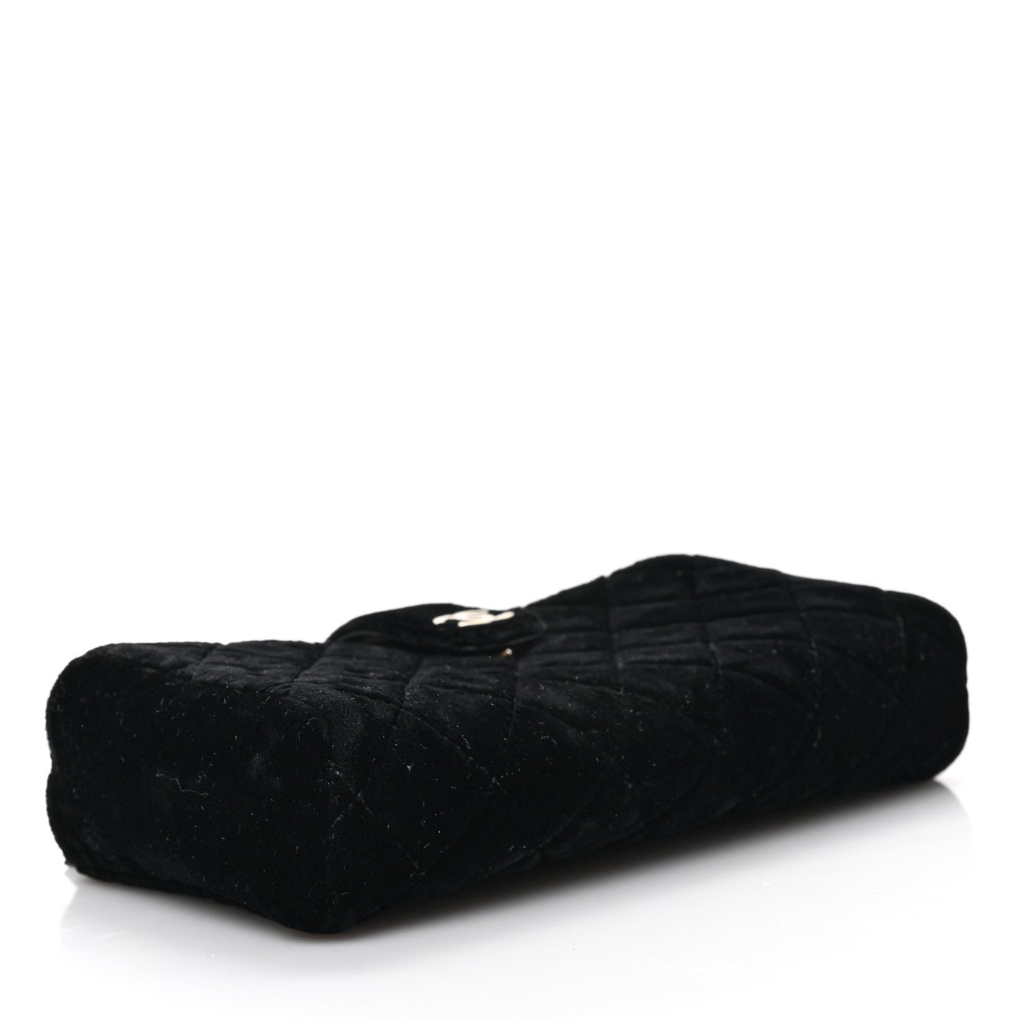 Velvet Quilted Small Clutch With Chain Black