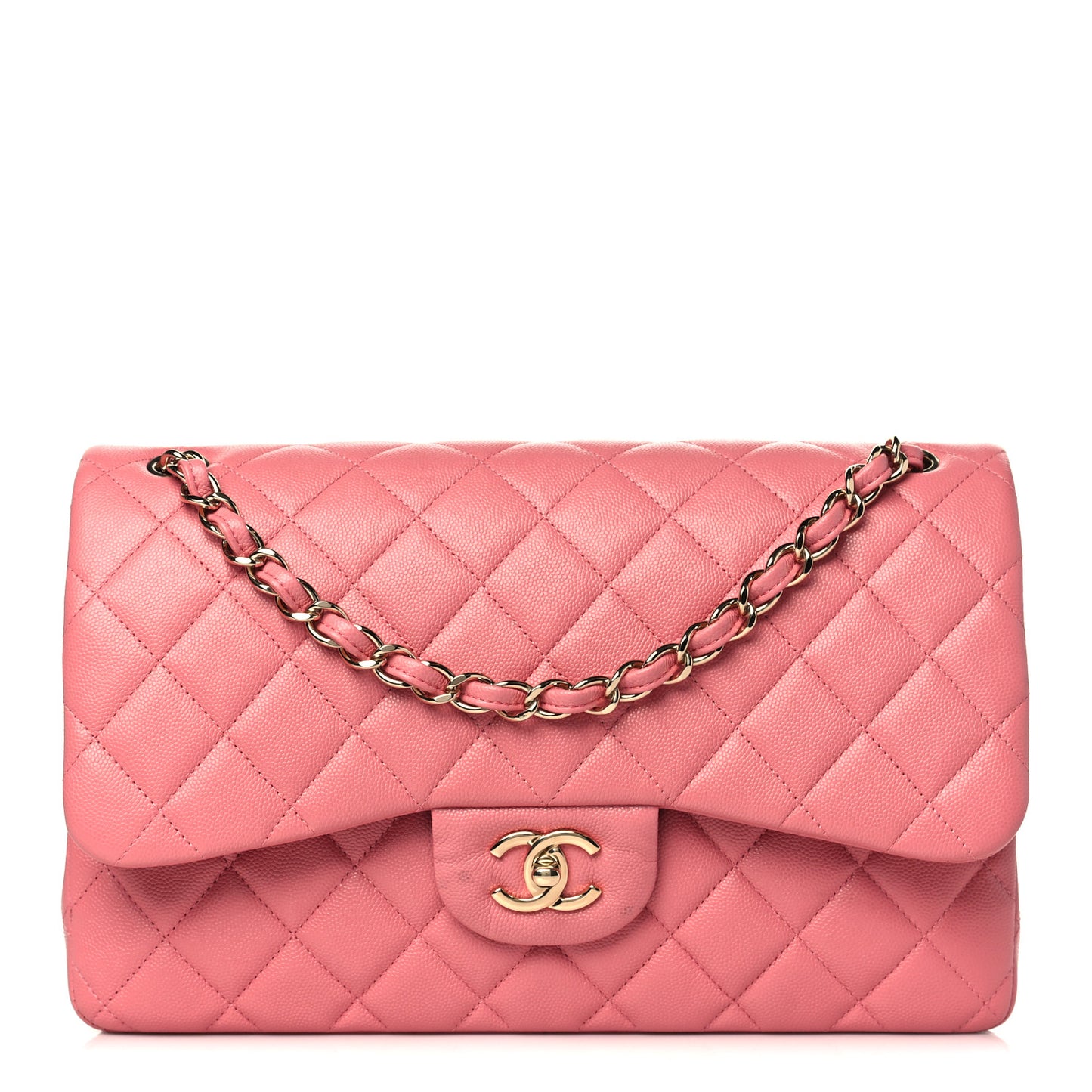 Caviar Quilted Jumbo Double Flap Dark Pink