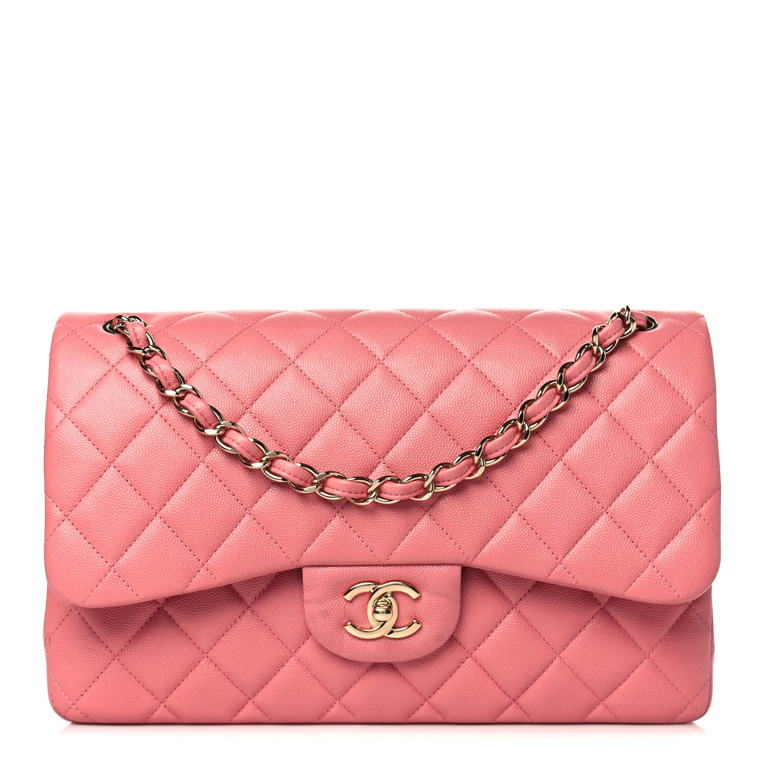 Chanel Caviar Quilted Jumbo Double Flap Dark Pink 1 of 10