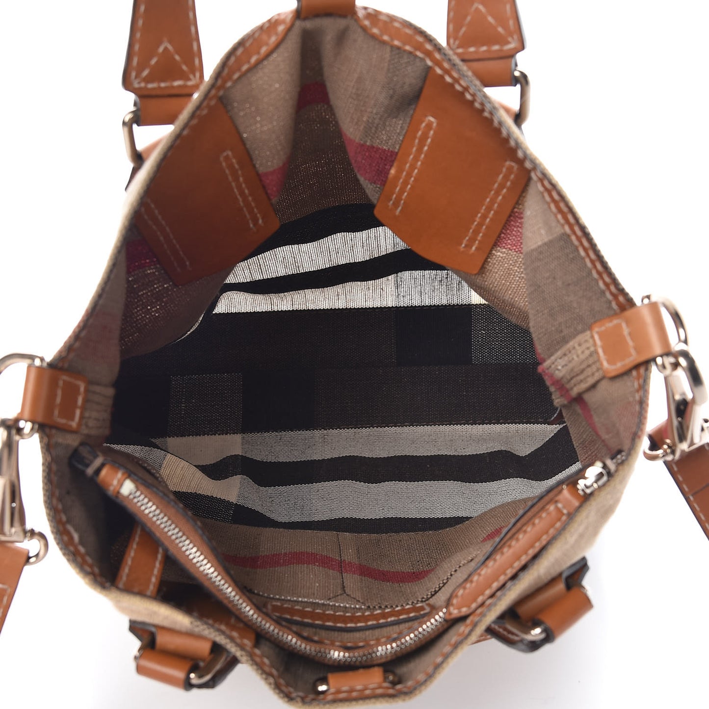 Canvas Mega Check Medium Tottenham Brit Tote Saddle Brown