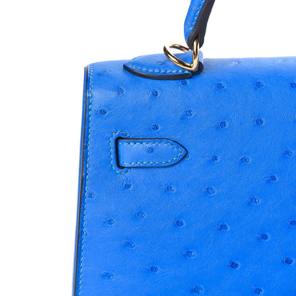 Hermes Ostrich Kelly Sellier 25 Bleuet 27 of 40
