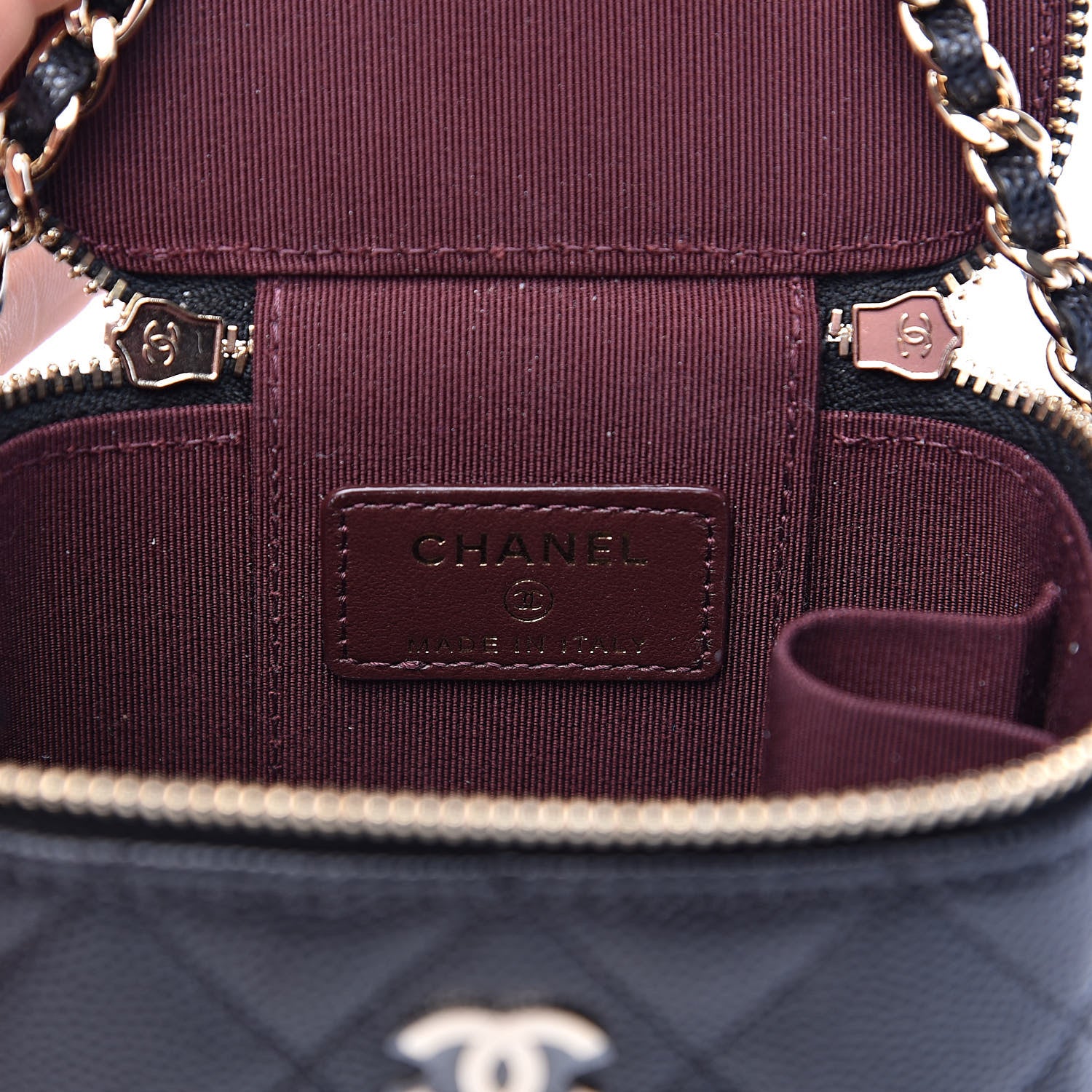 Chanel Caviar Quilted Mini Vanity Case With Chain Black 6 of 10