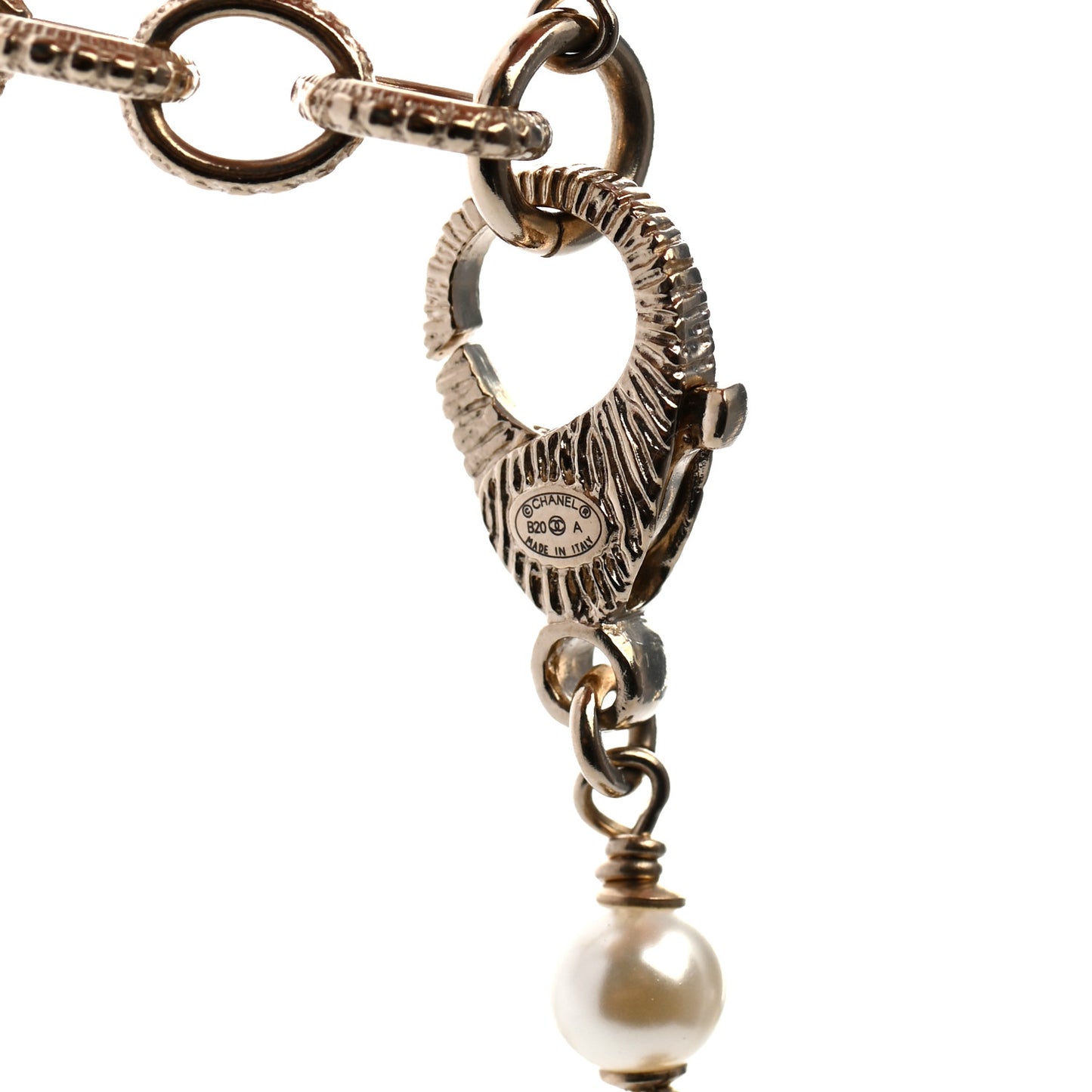 Pearl Crystal CC Long Necklace Black Gold