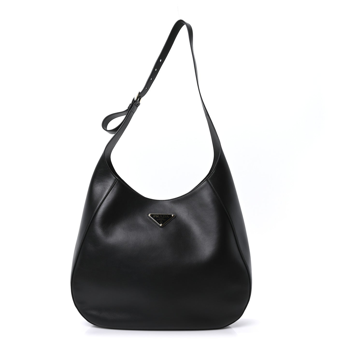 City Calfskin Triangle Large Hobo Shoulder Bag Black