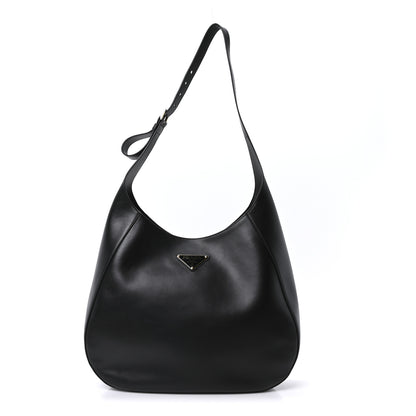Prada City Calfskin Triangle Large Hobo Shoulder Bag Black 1 of 9