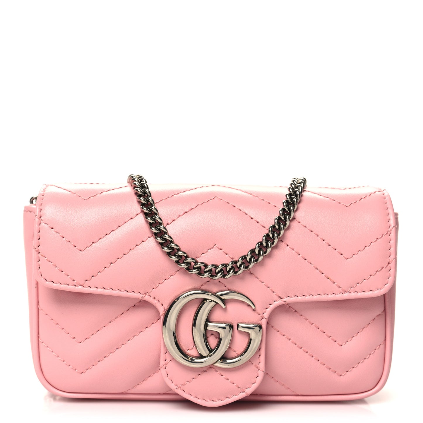 Calfskin Matelasse Super Mini GG Marmont Shoulder Bag Wild Rose