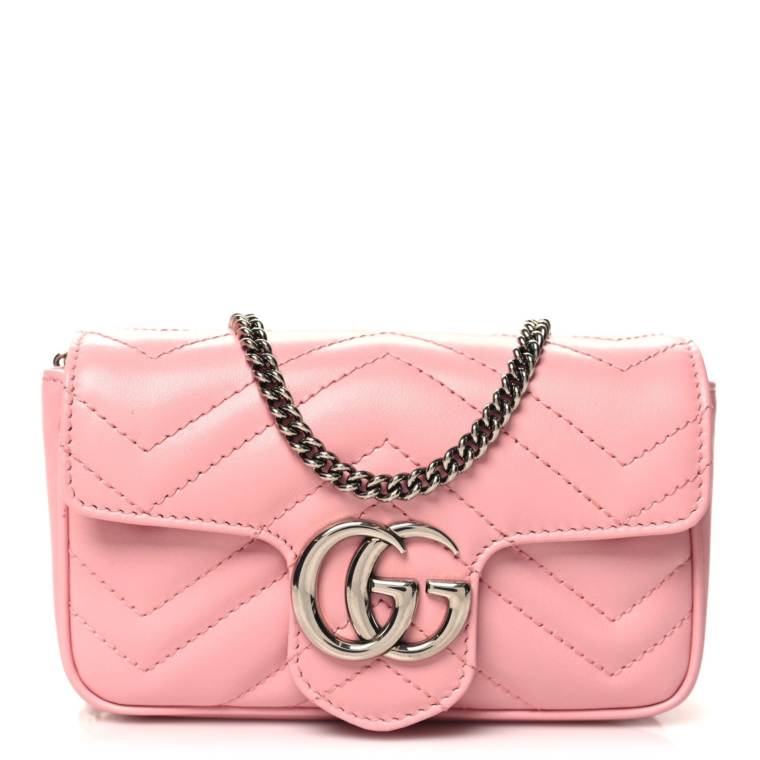 Gucci Calfskin Matelasse Super Mini GG Marmont Shoulder Bag Wild Rose 1 of 11
