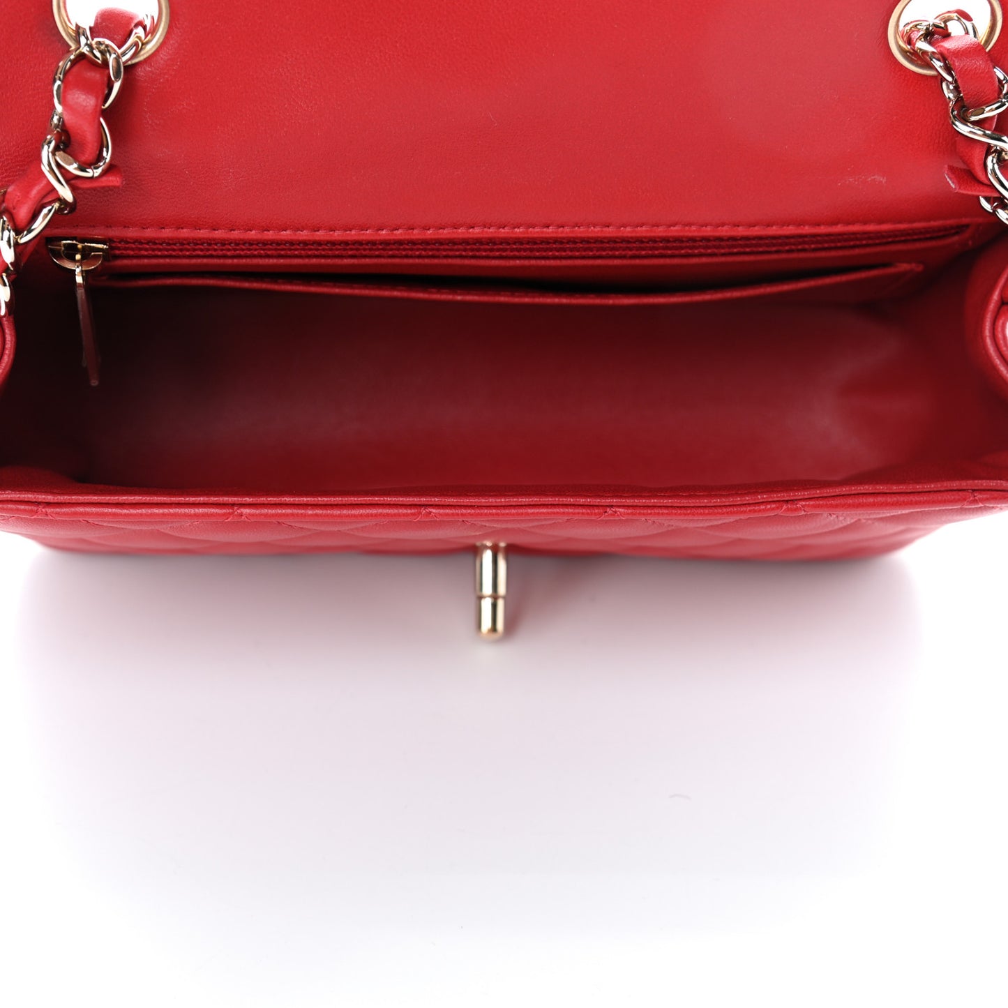 Lambskin Quilted Mini Rectangular Flap Red