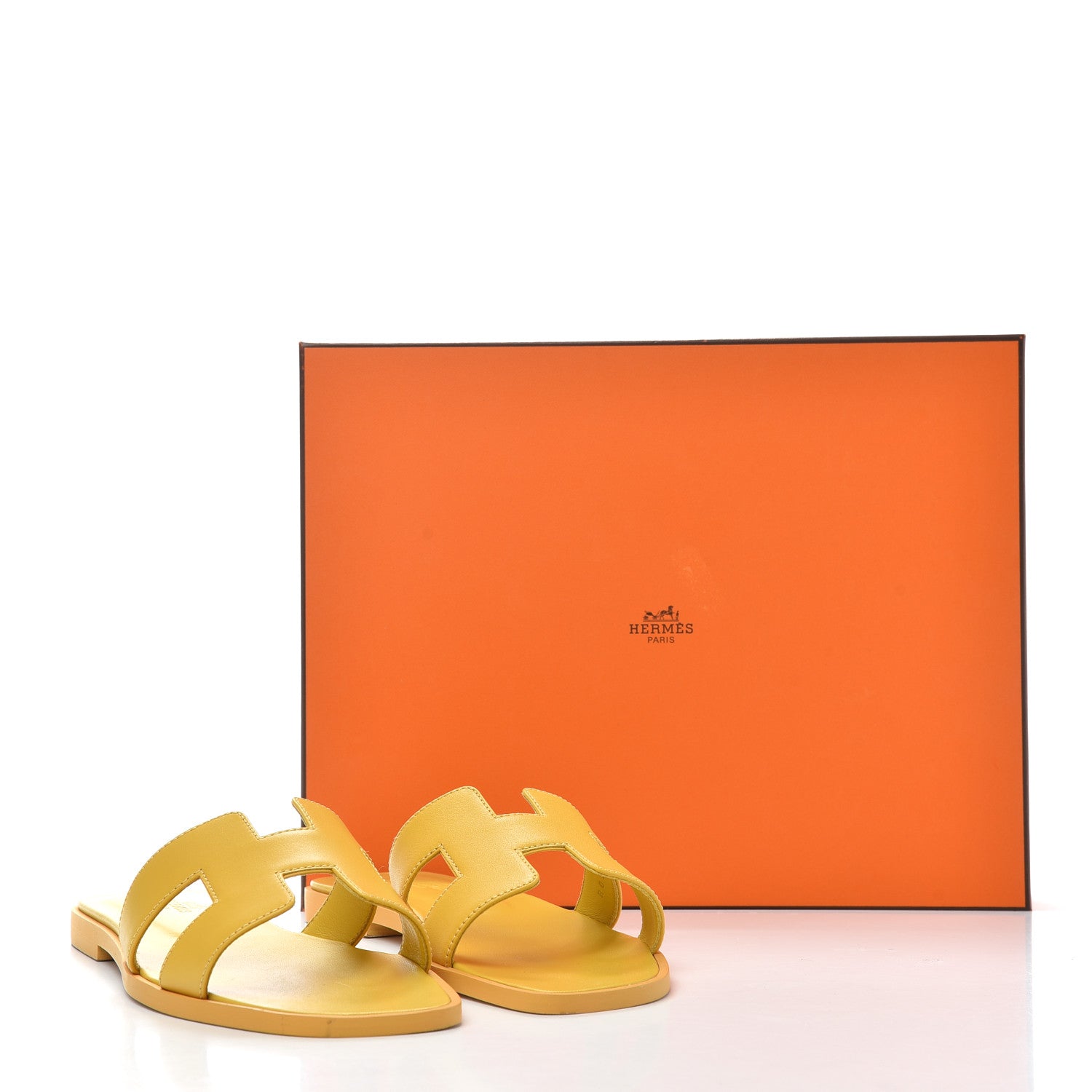 Hermes Calfskin Oran Sandals 36 Jaune Citron 10 of 10