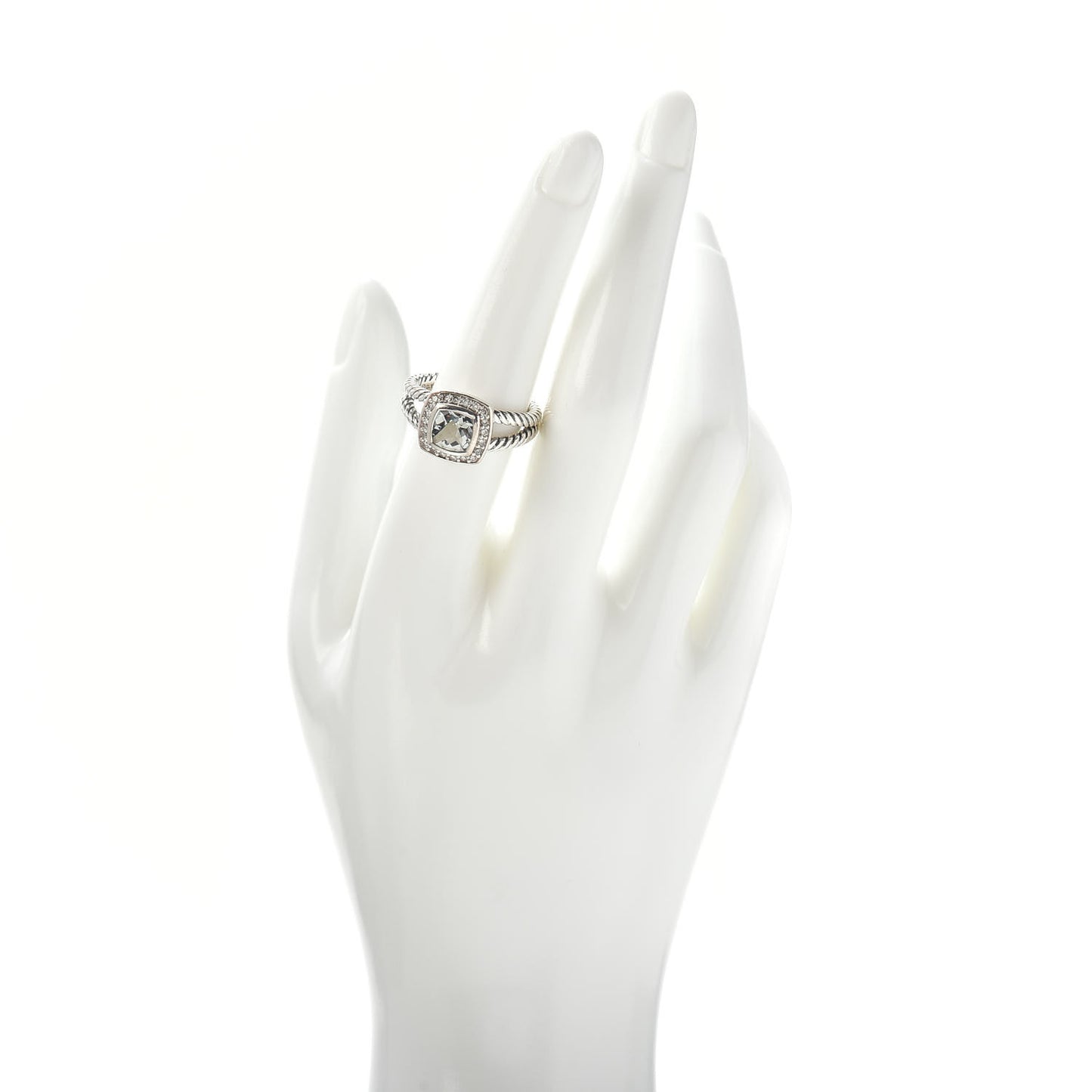 Sterling Silver Diamond Prasiolite 7mm Petite Albion Ring 57 8