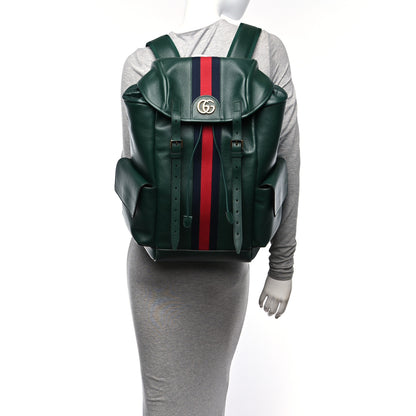 Gucci Grained Calfskin Medium Ophidia Double Buckle Backpack Green 2 of 11
