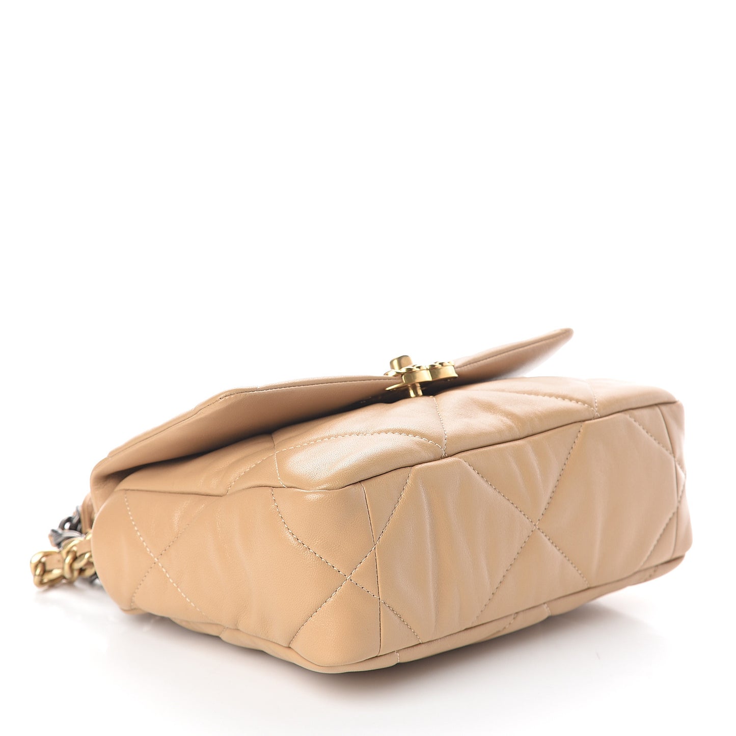 Lambskin Quilted Medium 19 Flap Dark Beige