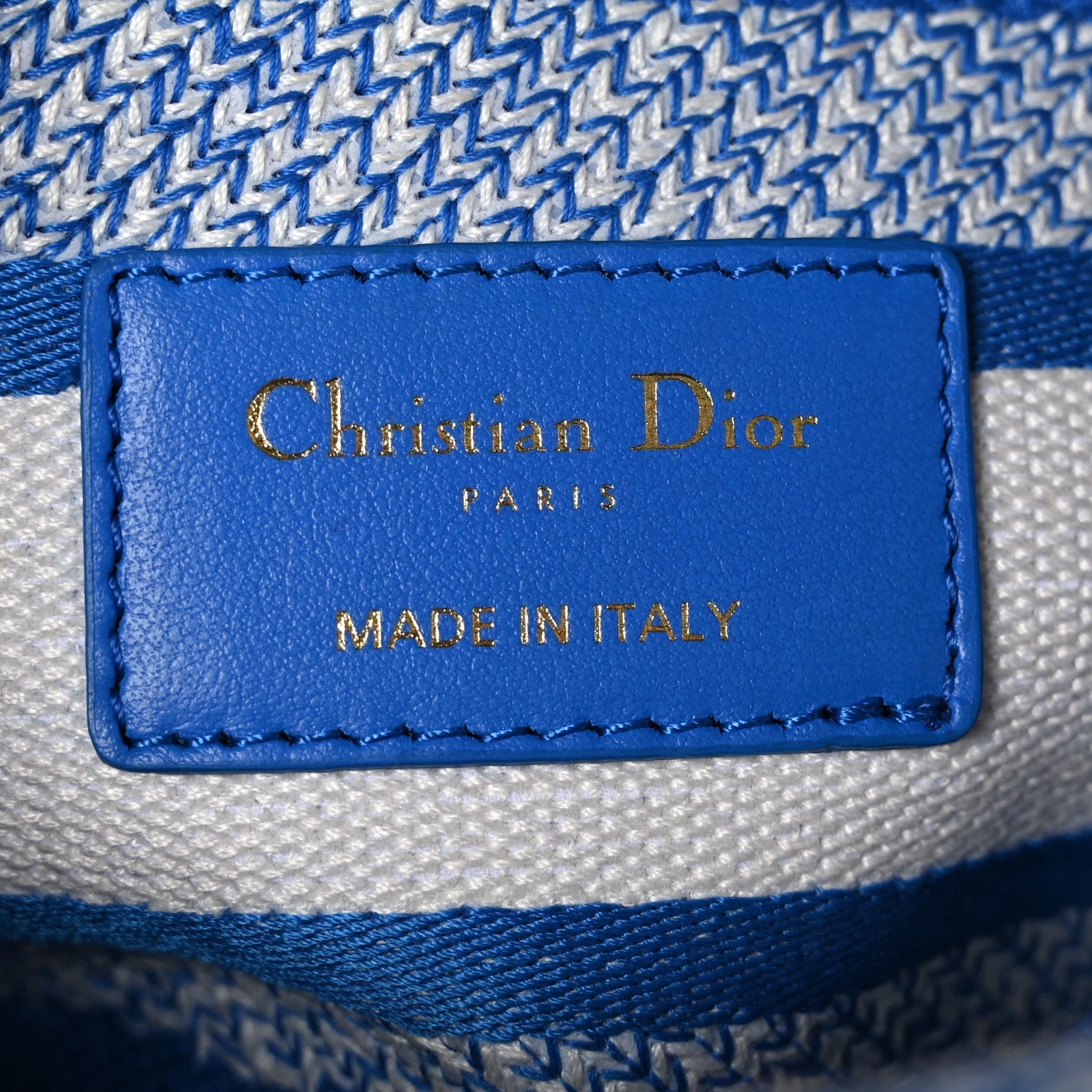 Christian Dior Canvas Toile De Jouy Reverse Embroidered Medium Lady D-Lite Fluorescent Blue 6 of 10