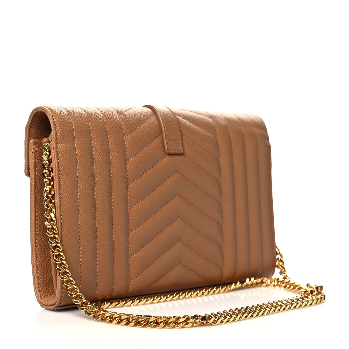 Grain De Poudre Mixed Matelasse Triquilt Monogram Chain Wallet Dune
