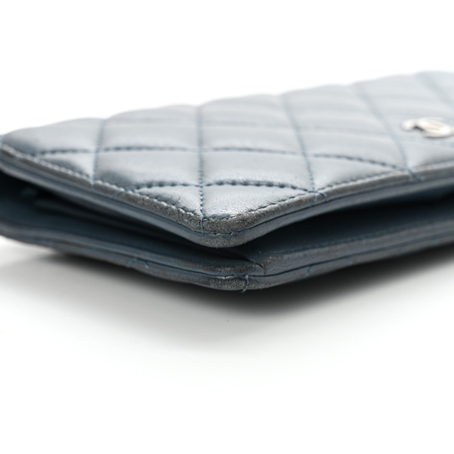 Lambskin Quilted Yen Wallet Blue