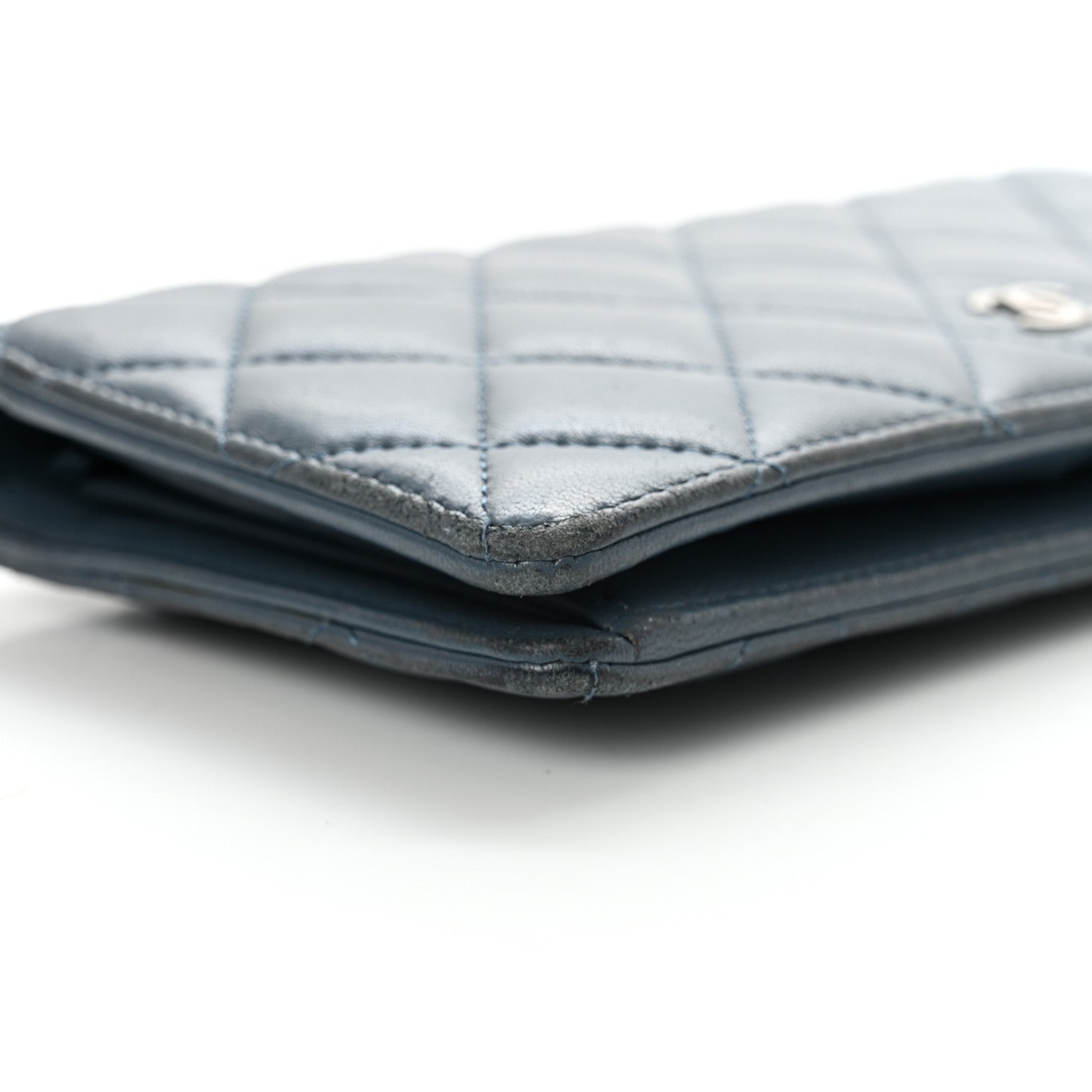 Chanel Lambskin Quilted Yen Wallet Blue 12 of 13