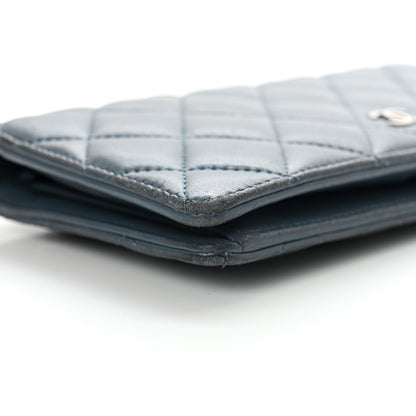 Chanel Lambskin Quilted Yen Wallet Blue 12 of 13