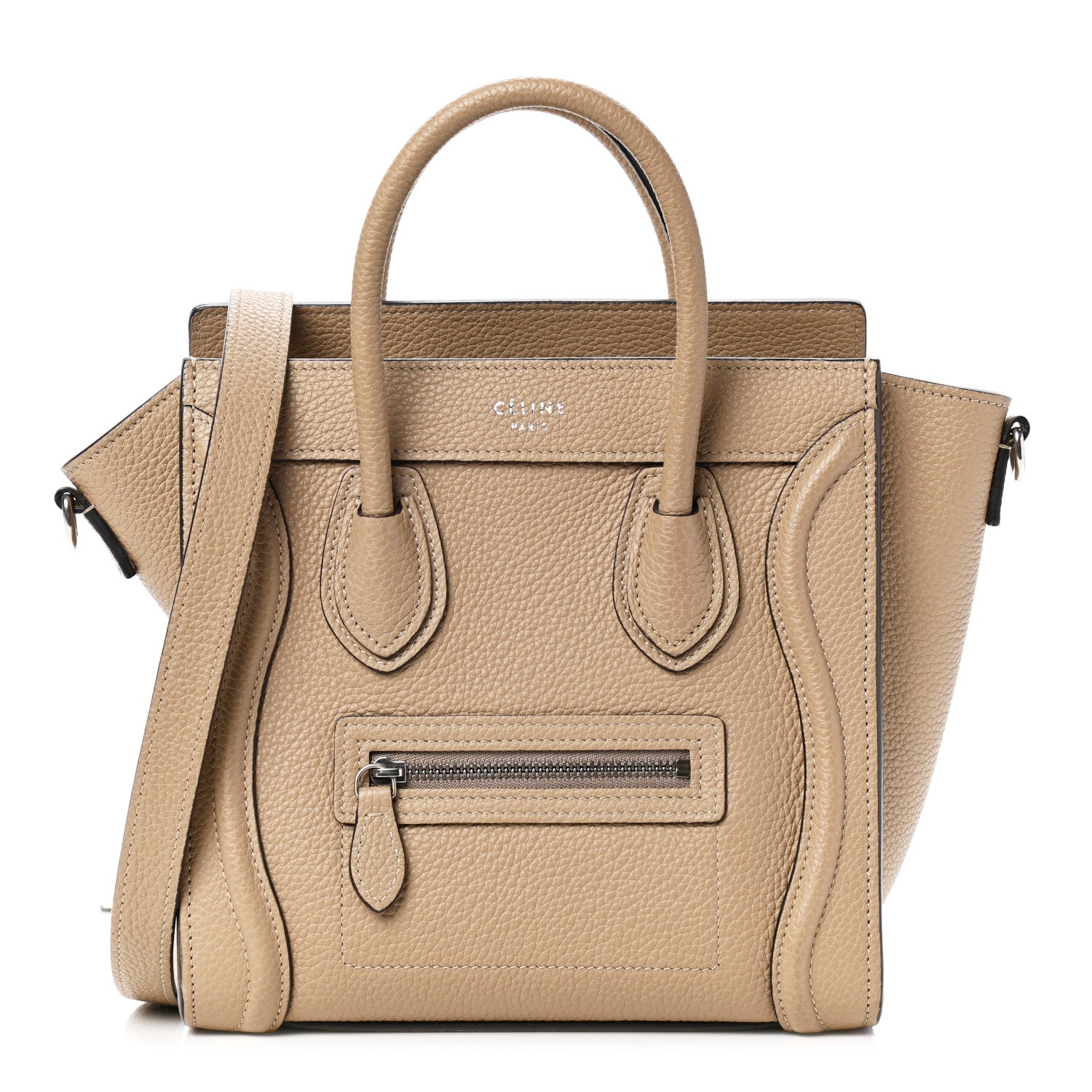 Celine Drummed Calfskin Nano Luggage Dune 1 of 8