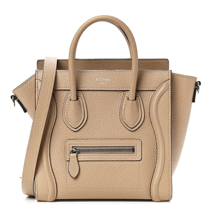 Celine Drummed Calfskin Nano Luggage Dune 1 of 8