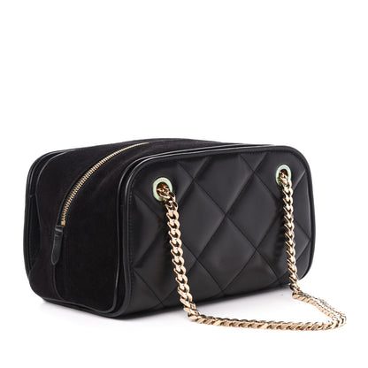 Burberry Lambskin Suede Quilted Small Double Cube Bag Black 3 of 10