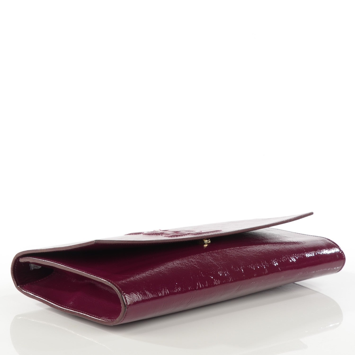 Saint Laurent Textured Patent Monogram Large Belle De Jour Clutch Burgundy 5 of 10