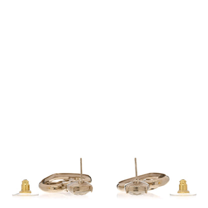 Chanel Metal Strass CC Heart Drop Earrings Gold 3 of 5