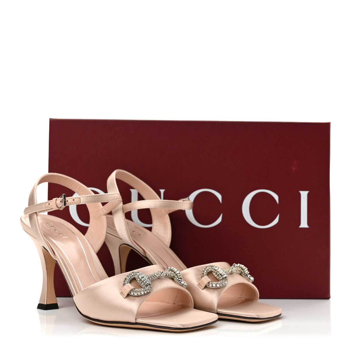 Satin Crystal Horsebit Sandal Pumps 37 Antique Rose